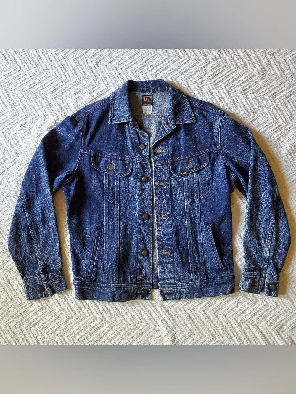 Vintage 80s Lee Riders Acid Wash Denim Trucker Jacket USA Made S
